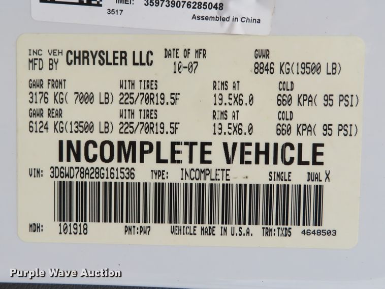 image for item DI3784 2008 Dodge Ram 5500HD  Crew Cab flatbed truck