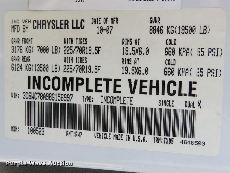 image for item DI3793 2008 Dodge Ram 5500HD  Crew Cab utility truck