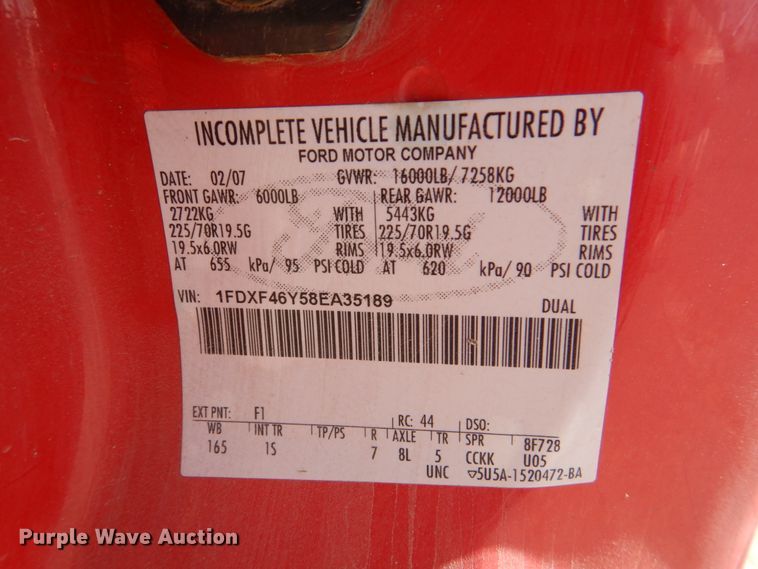 image for item DJ0275 2007 Ford F450 Super Duty XL  truck cab and chassis