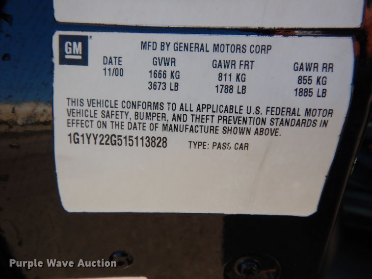 image for item DJ6654 2001 Chevrolet Corvette