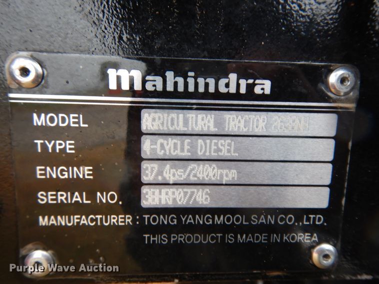 image for item DJ6665 2019 Mahindra 2638  MFWD tractor