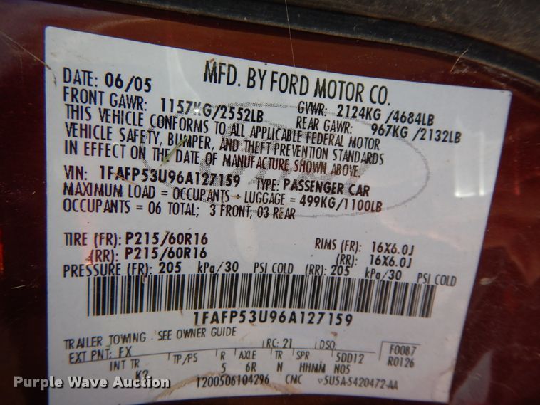 image for item FG9669 2006 Ford Taurus SE