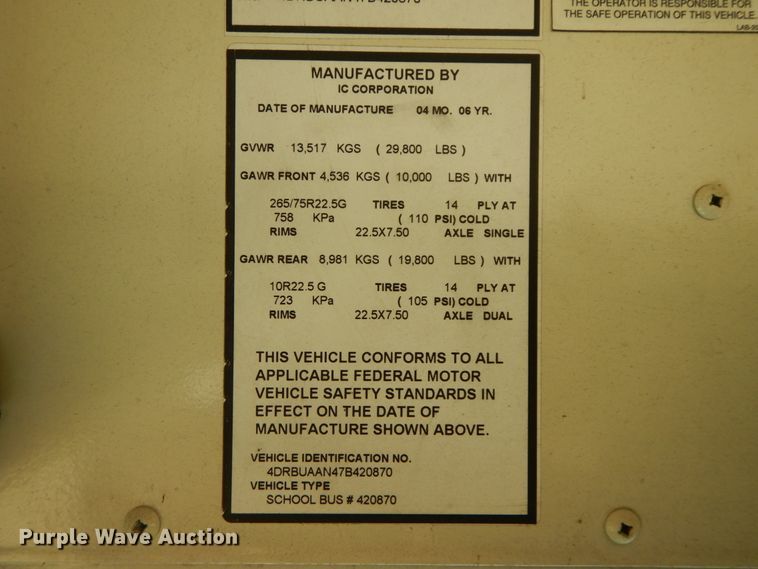 image for item FG9675 2007 International CE300  school bus