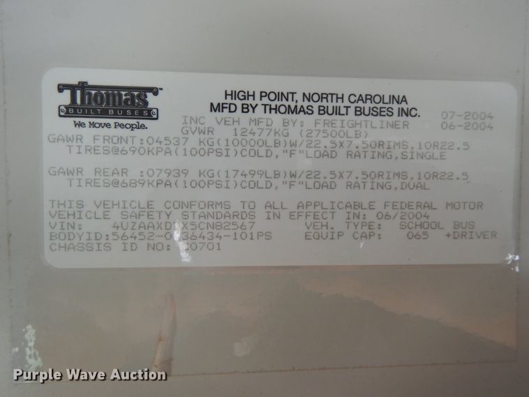 image for item FG9676 2005 Freightliner FS65  school bus