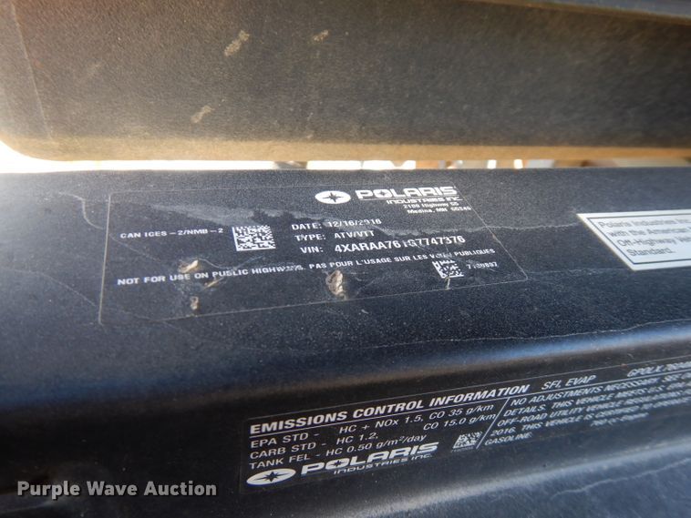 image for item FW9755 2016 Polaris Ranger  utility vehicle