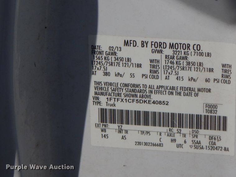 image for item FW9773 2013 Ford F150  SuperCab pickup truck