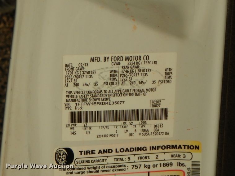 image for item FW9800 2013 Ford F150  SuperCrew pickup truck