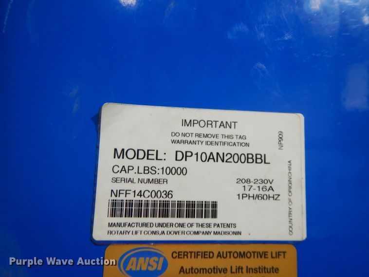 image for item FW9801 Forward DP10AN200BBL automotive lift