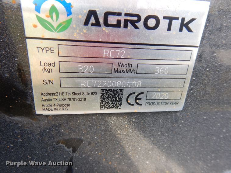 image for item FW9803 2020 Agrotk RC72 skid steer rotary mower