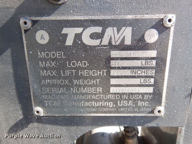 image for item GJ9600 TCM FCG15F9  forklift