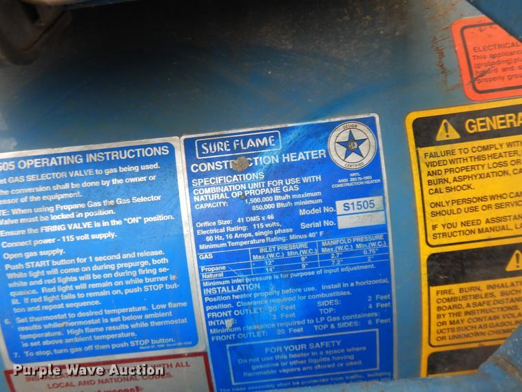 image for item GR9973 Sure-Flame S1505 heater