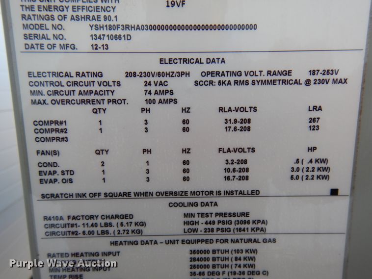 image for item HD9127 Trane Voyager AC and heat unit