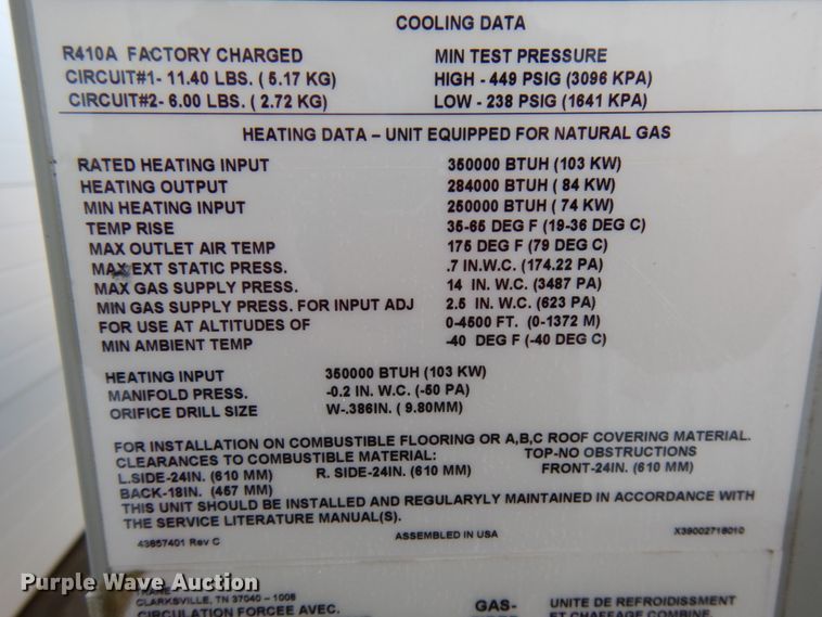 image for item HD9127 Trane Voyager AC and heat unit