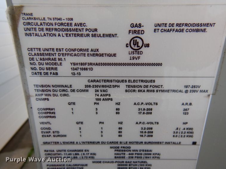 image for item HD9127 Trane Voyager AC and heat unit