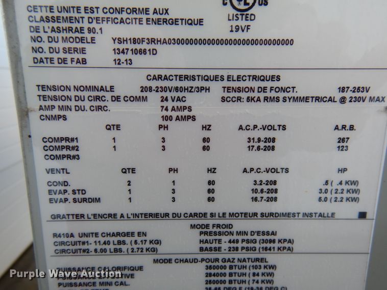 image for item HD9127 Trane Voyager AC and heat unit