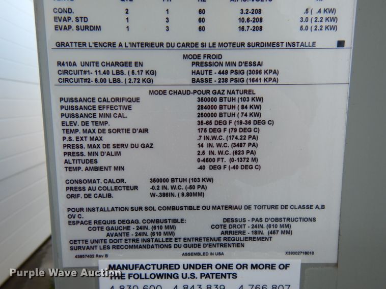 image for item HD9127 Trane Voyager AC and heat unit