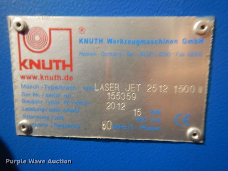 image for item HX9013 2012 Knuth 2512 laser jet cutting machine