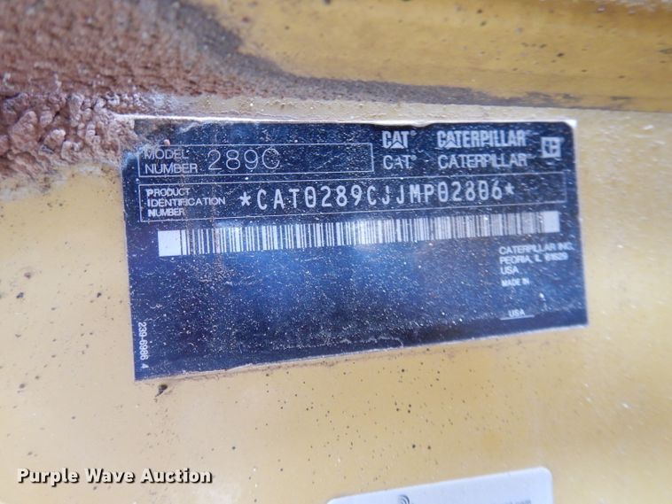 image for item DH3468 2012 Caterpillar 289C  tracked skid steer loader