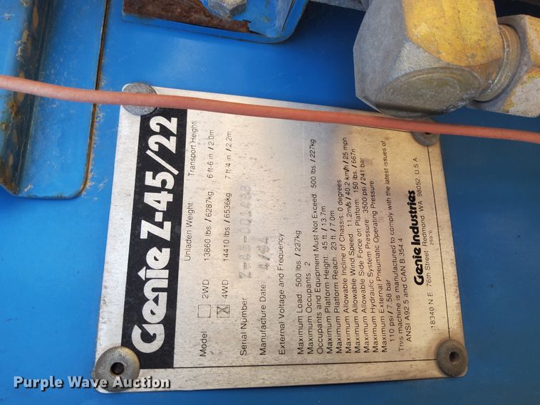 image for item DI1008 1994 Genie Z-45/22  boom lift