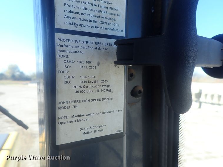 image for item DI7290 2012 John Deere 764  HSD dozer