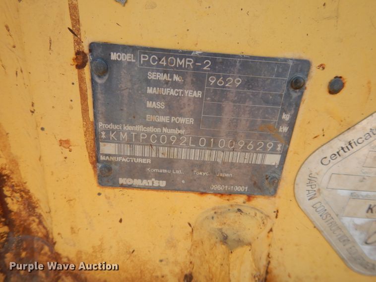 image for item DI8000 2005 Komatsu PC40MR-2  mini excavator