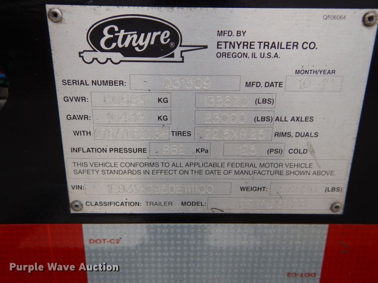 image for item DI8377 2013 Etnyre PRTN55TD3 lowboy equipment trailer
