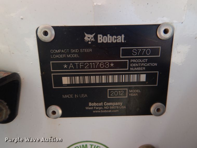 image for item DJ0273 2012 Bobcat S770  skid steer loader