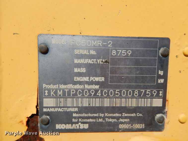 image for item DJ6693 2008 Komatsu PC50MR  mini excavator