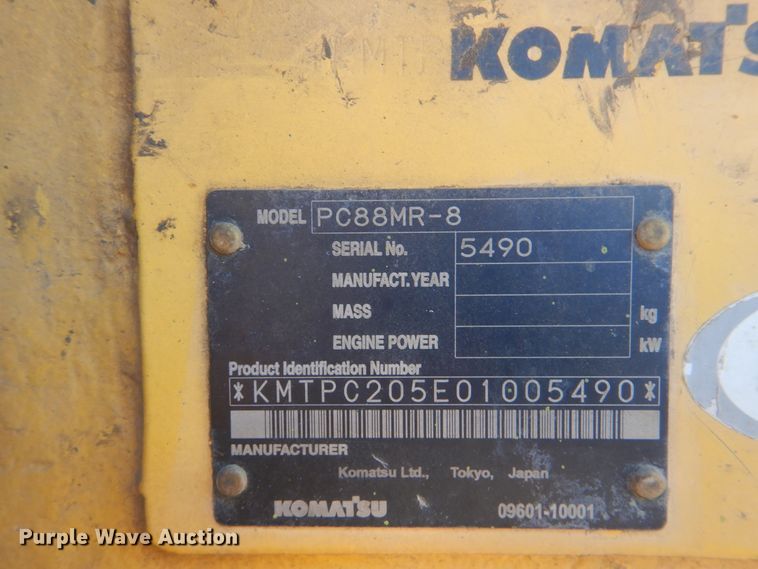 image for item DJ8502 2010 Komatsu PC88MR-8  mini excavator