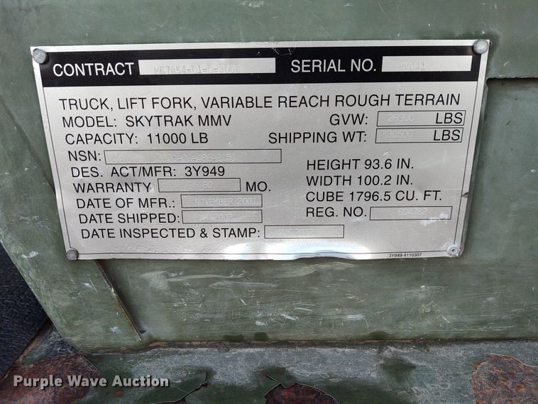 image for item EQ9459 2001 Sky Trak MMV  telehandler