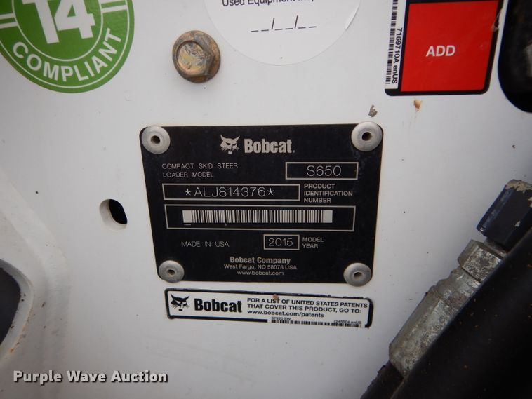 image for item HF9056 2015 Bobcat S650  skid steer loader