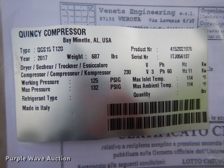 image for item HS9422 Quincy QGSZ-15 air compressor