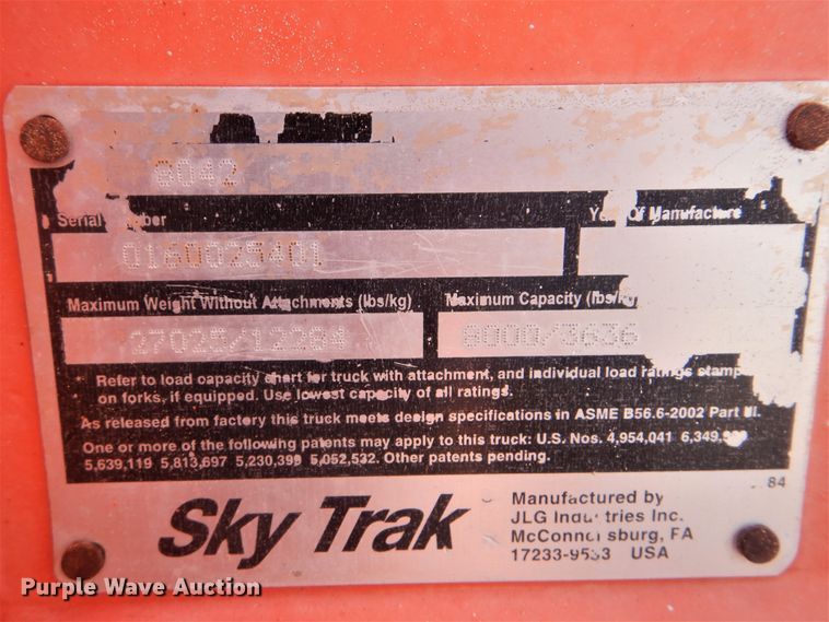 image for item HX9023 2006 SkyTrak 8042  telehandler