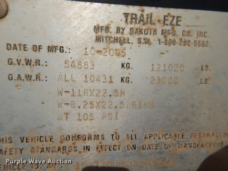 image for item DG8273 2006 Trail-Eze TE100-0F50D drop deck equipment trailer