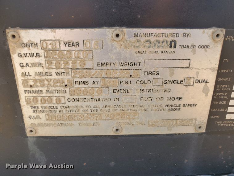 image for item DG8276 2007 Doonan 532DD12RC drop deck equipment trailer