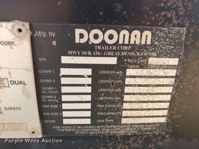 image for item DG8276 2007 Doonan 532DD12RC drop deck equipment trailer