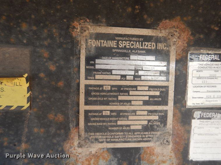 image for item DG8279 1994 Fontaine FTW-5-8048WSAW flatbed trailer