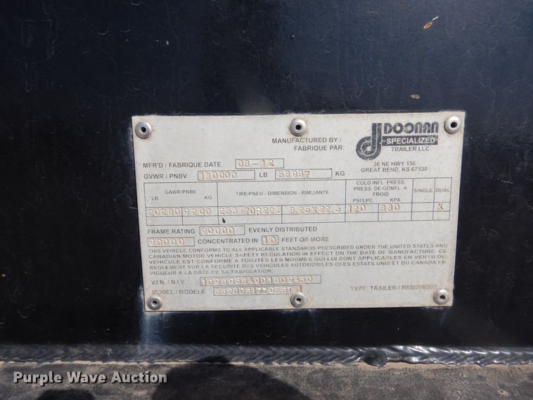 image for item DG8285 2013 Doonan oilfield trailer