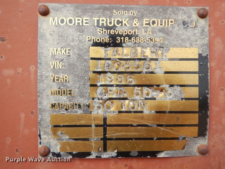 image for item DG8293 1986 Talbert OFD oilfield trailer
