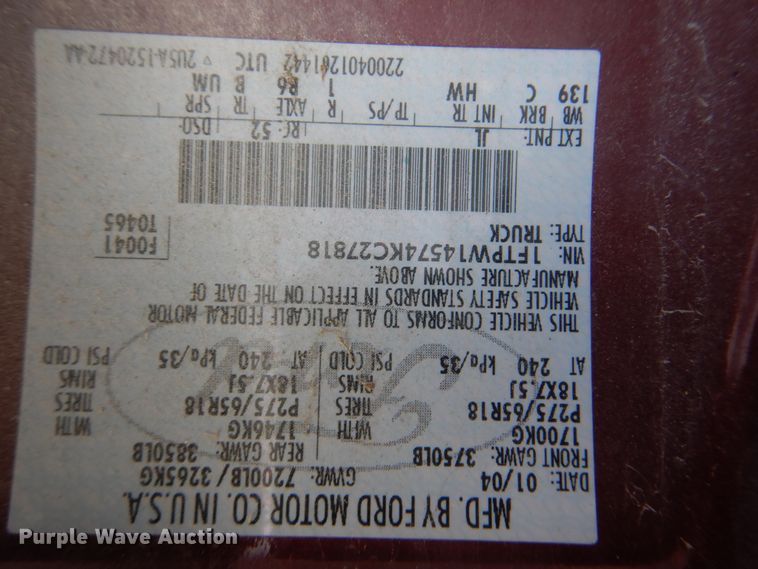 image for item DI0498 2004 Ford F150 XL  SuperCrew pickup truck