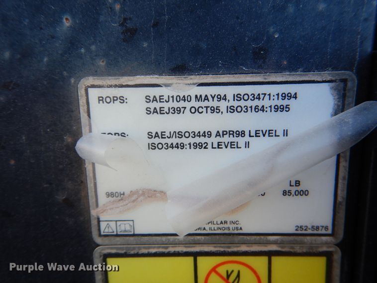 image for item DJ2274 2007 Caterpillar 980H  wheel loader