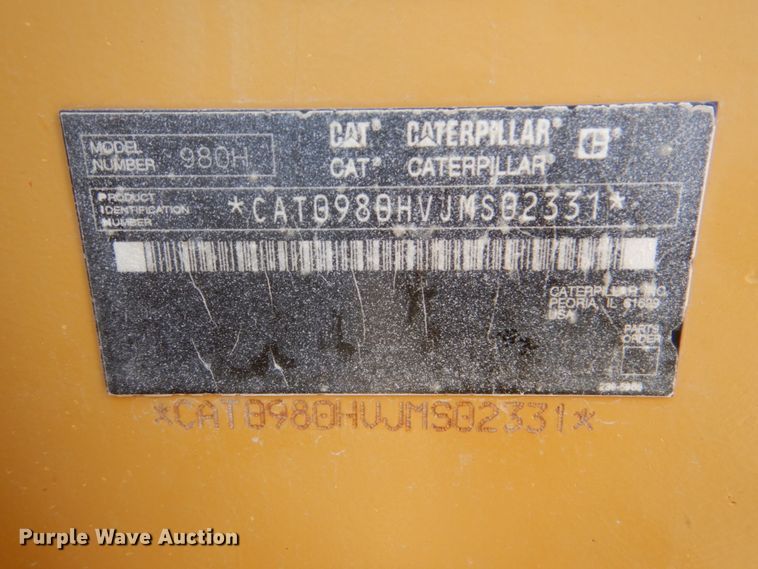 image for item DJ2274 2007 Caterpillar 980H  wheel loader