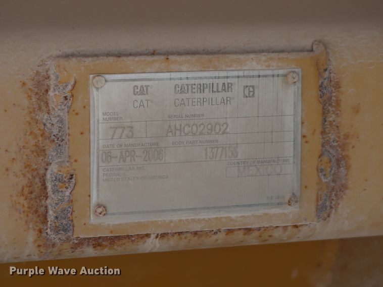 image for item DJ2278 2006 Caterpillar 773E  haul truck