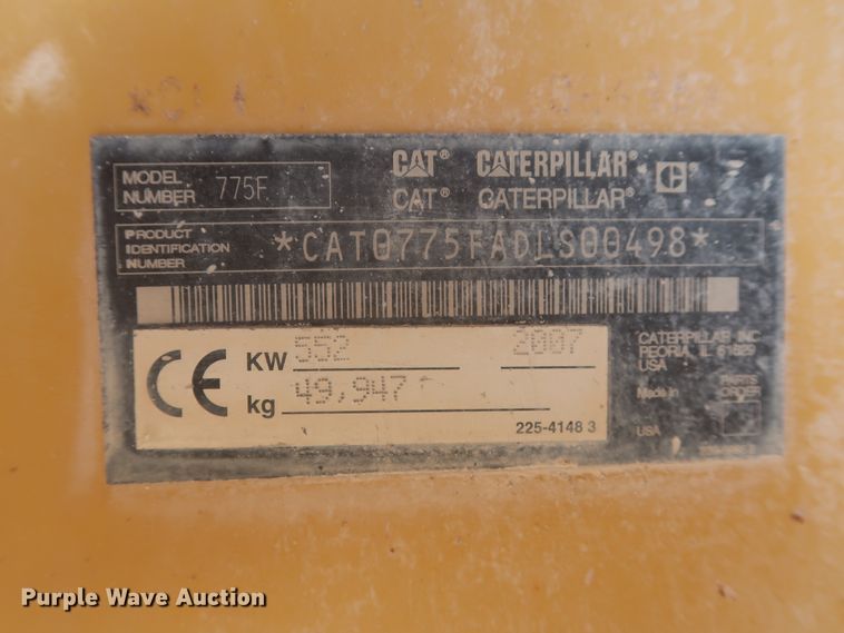 image for item DJ2279 2007 Caterpillar 775F  haul truck