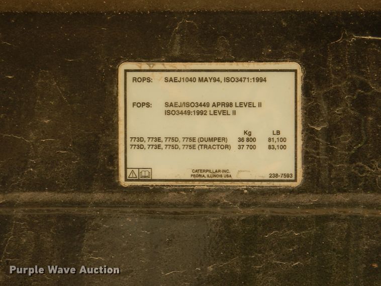 image for item DJ2280 2005 Caterpillar 775E  haul truck