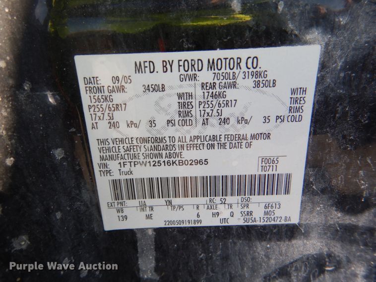 image for item DJ2284 2006 Ford F150 XLT  SuperCrew pickup truck