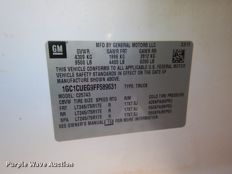 image for item DJ2288 2015 Chevrolet Silverado 2500HD  Crew Cab pickup truck