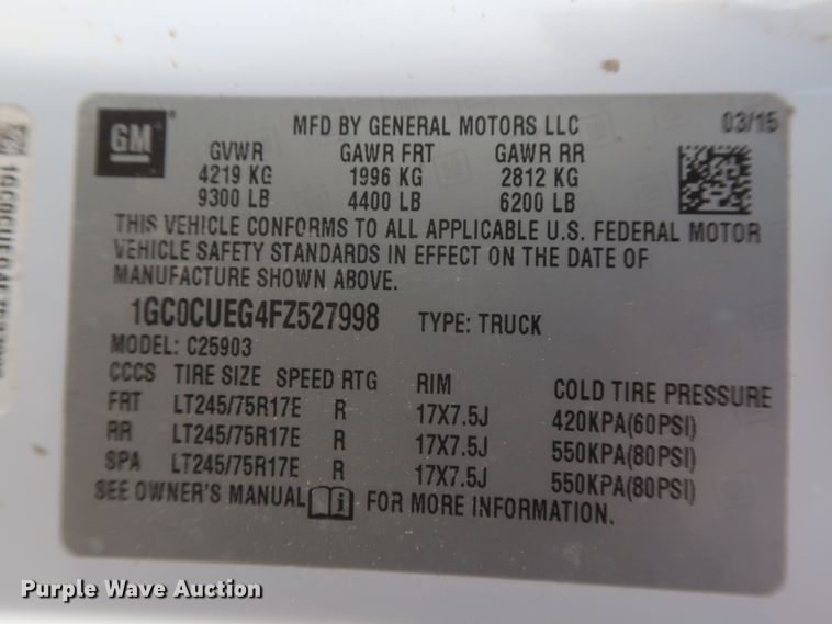 image for item HW9058 2015 Chevrolet Silverado 2500HD  pickup truck