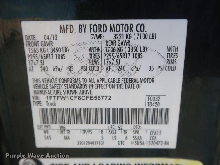 image for item HW9068 2012 Ford F150 XLT  SuperCrew pickup truck