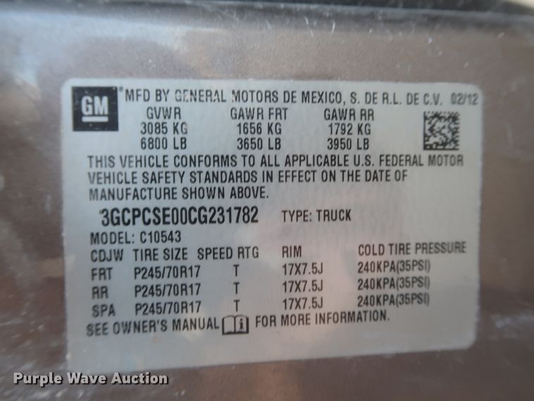 image for item HW9069 2012 Chevrolet Silverado 1500 LT  Crew Cab pickup truck